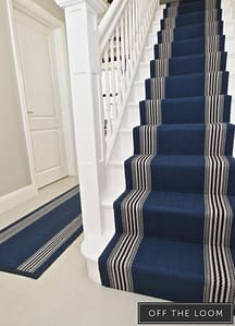 Off The Loom Berwick Pacific Blue stair carpet.