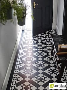 Amtico Classic Mono flooring with a mosaic pattern in a contemporary residential entrance hall.