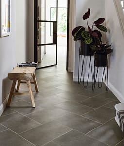 Amtico One flooring with a flagstone effect in a residential hallway.