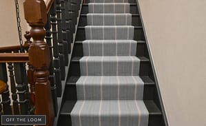 Off The Loom Chopwell Harbour Blue stair carpet.