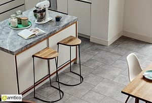 Amtico light grey Gallery Concrete flooring in a modern kitchen.