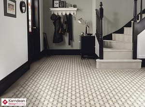 Black and white Karndean Kaleidoscope Woven Hallway flooring in a traditional style residential entrance hall.