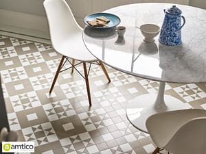 Amtico Geo Oyster flooring with a mosaic pattern in a contemporary dinning room.