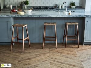 Amtico Signature Rotterdam Oak, Halcyon Pleat effect flooring in a modern kitchen setting.