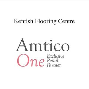 The logo for the Amtico One brand. Red and black text on a white background.